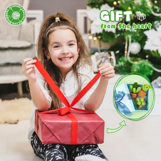 Crochet Kit for Beginners - Complete Crochet Kits with Stitch by Stitch Video Tutorial, Beginner Crochet Kit for Adults Kids Gift - Starter Easy Learn to Crochet Succulent Plants Family {3}