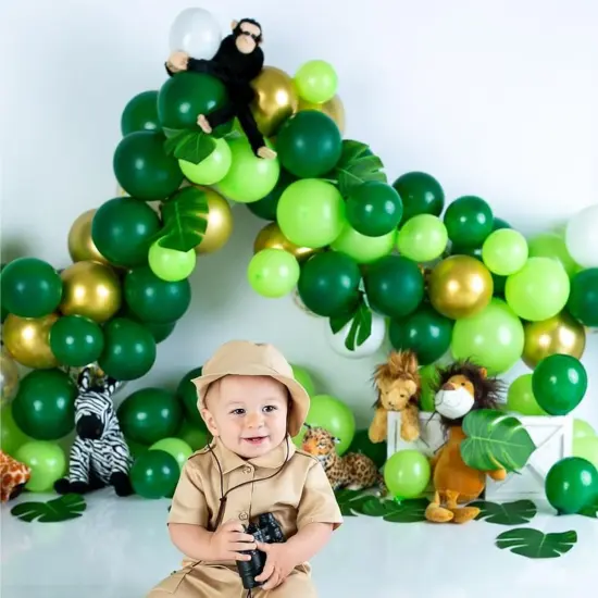 Green Balloons Dark Green Balloon Set, 50 Pcs 12 inch Different Shades Emerald Green Lime Green Confetti Latex Balloons For Jungle Safari Party Supplies {2}