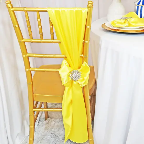 Decorative Accents 10 Pieces Satin Chair Sashes Canary Yellow Event Decor Accent 8"x108" {2}