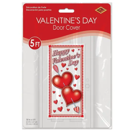 Beistle Happy Valentine's Day Plastic Door Cover - 5ft x 30" {1}