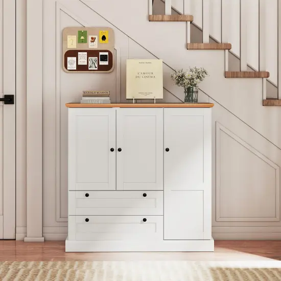 Kitchen Storage Cabinet with 3 Doors 2 Drawers and Adjustable Shelf {6}