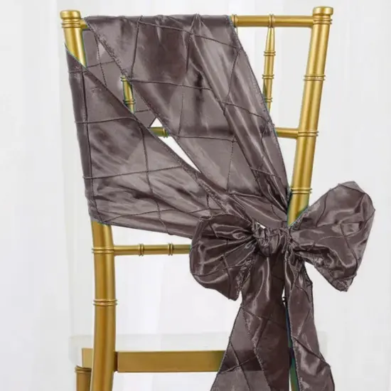 10 Pieces Refined 9.5 by 108 inch Pintuck Taffeta Chair Sashes Chocolate {3}