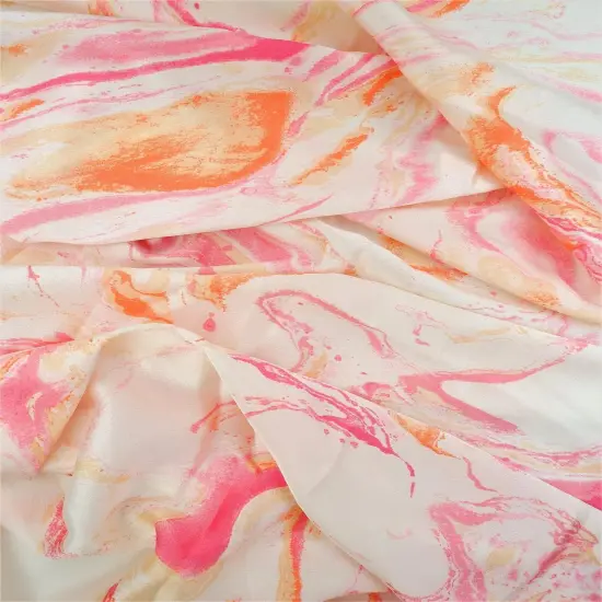 1 Yard Bubble Satin Marble Print Woven Fabric Soft Durable Drapery Use 58/59" Width SAND/TEAL BLUE {4}