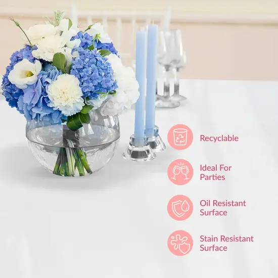 Prestee 4-Pack 84-Inch White Round Plastic Tablecloth Disposable - Durable Waterproof Table Covers for Weddings, BBQ, Parties, Outdoor Events - Elegant White Plastic Tablecloths Round for Any Occasion {3}