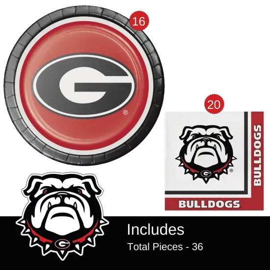 University of Georgia Party Supplies Bundle with UGA Plates and UGA Napkins - Serves 16 {2}
