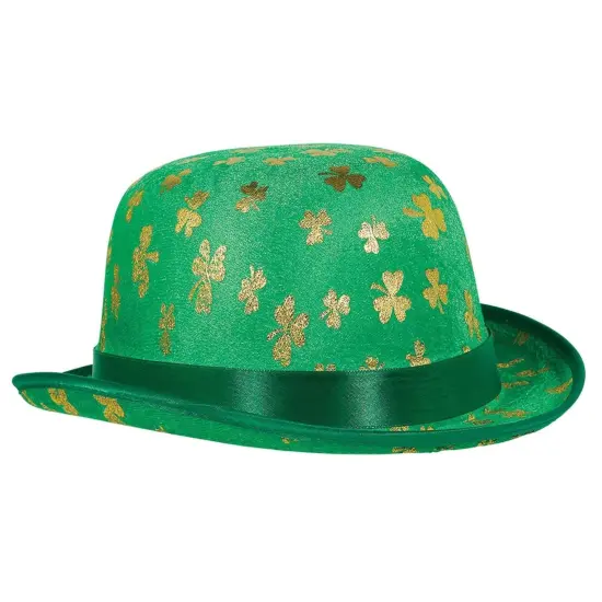 St. Patrick's Day Gold Shamrock Derby Hat - 5" x 10" {1}