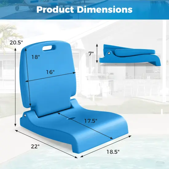 Foldable Outdoor Pool Chair with Handle and Back Support Blue {6}