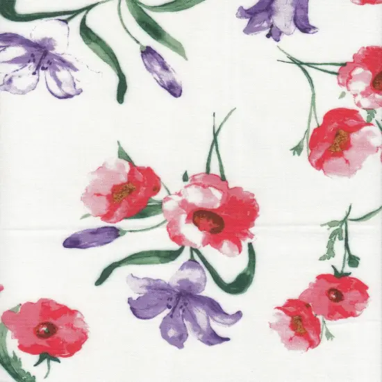 1 Yard Rayon Challis Floral Print Fabric, 54&Prime; Wide CHAMBRAY {6}