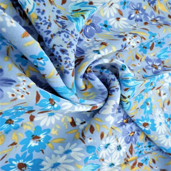 1 Yard 100% Polyester CEY Ditsy Floral/Flower Print Fabric 58/59" Wide BLUE {2}