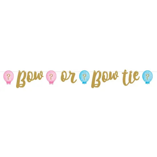 Gender Reveal Balloons Ribbon Glitter Banner {1}