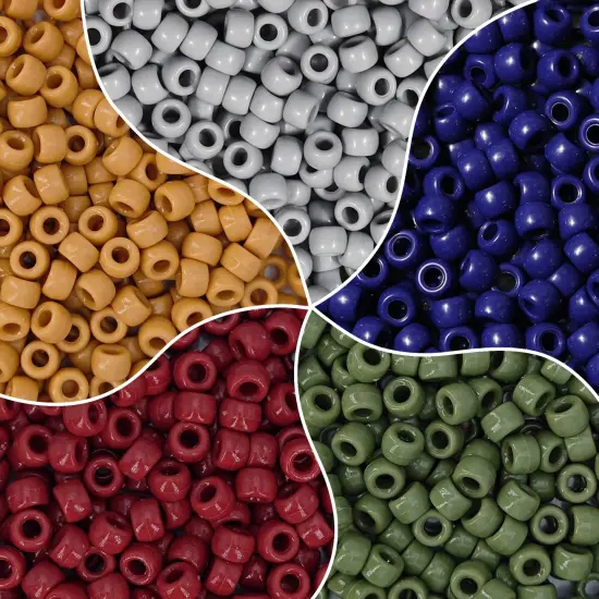 MIIIM 1000PCS 6x9mm Pony Beads Bulk, 5 Styles Kandi Beads for Bracelets Making Kit, Hair Braids Crafts for Jewelry Making (Earth) {2}