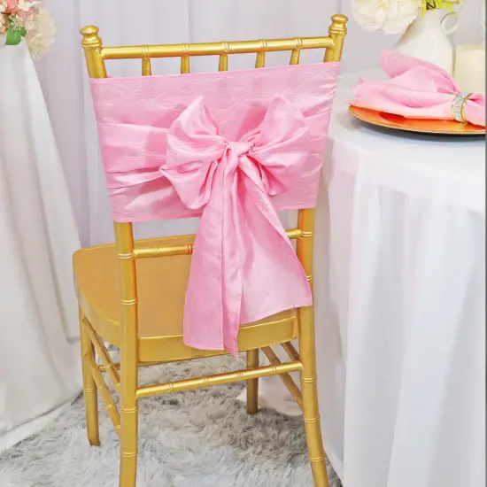 10 Pieces Crushed Taffeta Chair Sashes 9.5 x 108 inches Pink Rosy Charm {2}