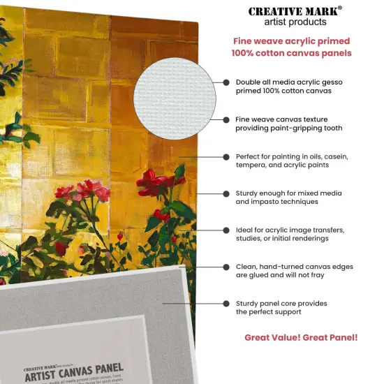 Creative Mark Cotton Canvas Panels Packs of 12 - Professional Quality Fine Weave Acrylic Primed Artist Canvas Boards for Painting, Acrylics, Studios, & More {3}