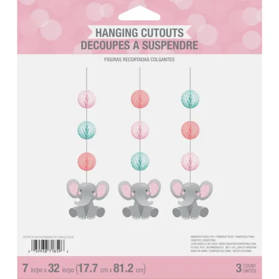 Enchanting Elephants Girl Hanging Cutouts - 3ct {2}