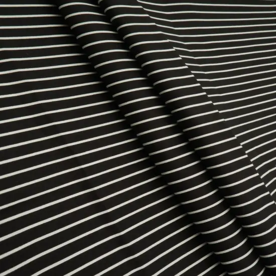 1 Yard Stretch Poplin Stripe Print Fabric 57/58&Prime; Wide Cotton Spandex Blend IVORY {2}