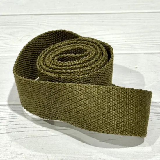 Olive Cotton Woven Webbing 1.5” {1}