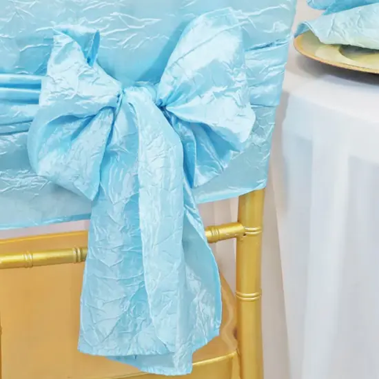 10 Pieces Baby Blue Crushed Taffeta Chair Wraps, 9.5"x108" Delicate Event Sashes {4}