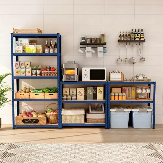 5-Tier Tall Freestanding Heavy Duty Metal Utility Rack with 5 Adjustable Shelves Suitable for Kitchens or Garage Blue {2}