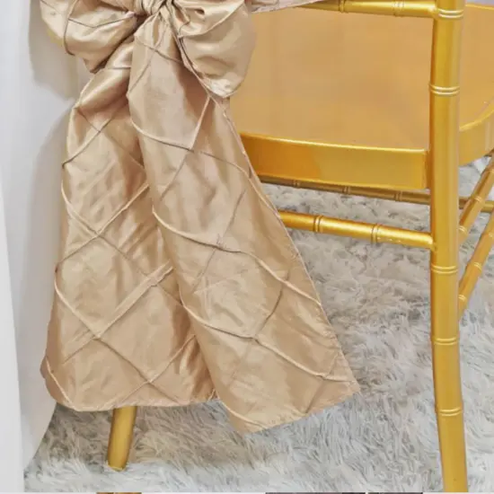10 Pieces Elegant 9.5 by 108 inch Pintuck Taffeta Chair Sashes Champagne {5}