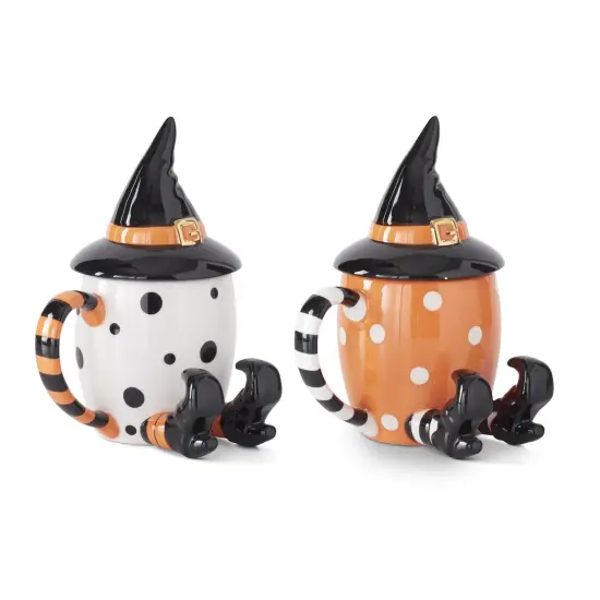 7" Halloween Mug with Witch Hat -Set of 2 {1}
