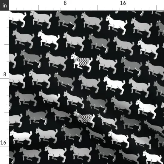 Various Fabrics by the Yard or Fat Quarter Happy Goats Grayscale Goat Horns Farm Animal Herd Grazing Custom Printed Fabric by Spoonflower {2}