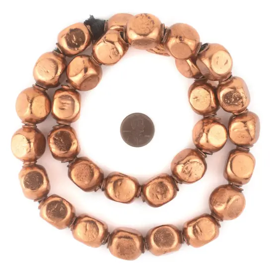 The Bead Chest Copper Rounded Rectangular Hollow Tribal Beads (18mm) {2}