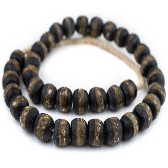 The Bead Chest African Kente Beads - Full Strand of Krobo Glass Beads (Black) {3}
