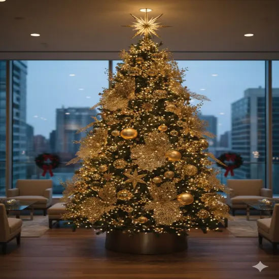 25-Inch Gold Glitter Mesh Leaf, 12 Pieces Christmas Accent, Perfect for Trees, Wreaths, Garland Displays {2}