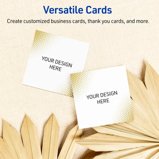 Avery Printable Square Business Cards with Sure Feed Technology, Pre-Printed Gold Blush Pattern, Matte White, 2" x 2", Laser & Inkjet Compatible, 120 Total, Great for Branding, Marketing, and Events {6}