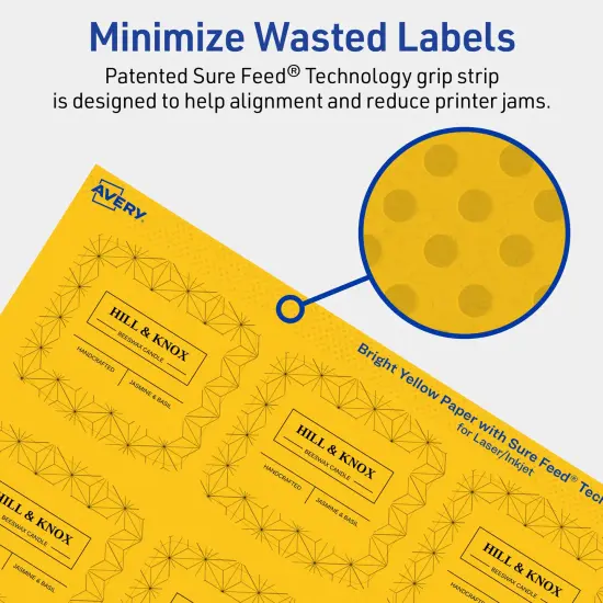 Avery Bright Yellow Paper Labels, 2" x 2-3/16" Arched Square {4}