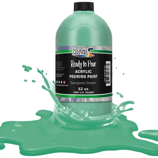 Pouring Masters Seaglass Green Ready to Pour Acrylic Pouring Paint - Premium 32-Ounce Pre-Mixed Fluid Acrylic Paint - Fluid Art Supplies for Canvas, Wood, Paper, Tile & Rocks {1}