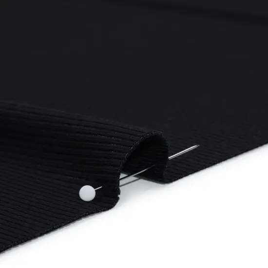 1 Yard Black Stretch Rayon 2x2 Rib Knit 45" Width Designer Deadstock Fabric {2}