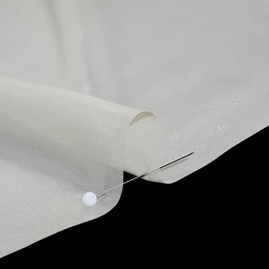 1 Yard Silver on Beige Liquid Sheen Metallic Polyester Chiffon Sheer Fabric 60" Width {3}