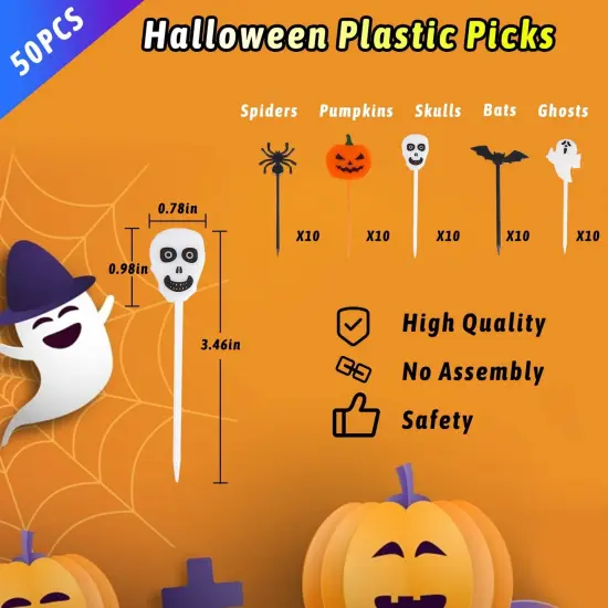 50PCS Plastic Halloween Cupcake Toppers {2}