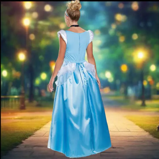 Womens Classic Disney Cinderella Deluxe Costume Pale Blue Gown {4}