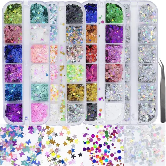 4 Boxes Holographic Nail Sequins {1}