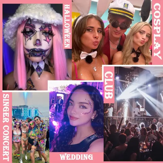 Makeup 150ml Chunky Sequins Mermaid Face Body Hair Glitter Gel (White&Silver&Pink) {5}