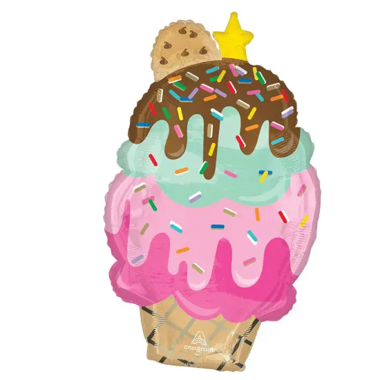 Anagram&reg; 30 Inch Here's The Scoop Cone Foil Mylar Balloon {2}