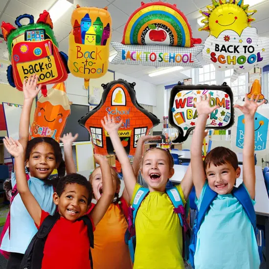 8PCS Back To School Balloons, Pencil Crayon School Bag Foil Balloons {5}