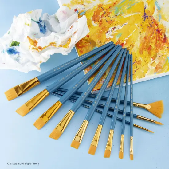 RSET-9307 | 12pc Golden Taklon Long Handle Variety Brush Set {3}