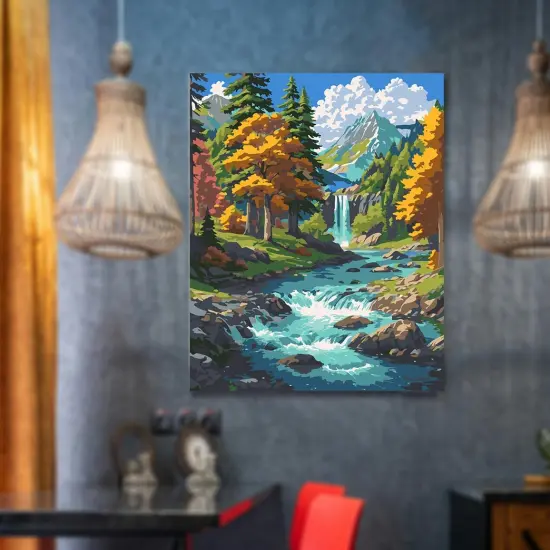 Mountain Stream Paint by Numbers Kit for Adults Mountains Canvas Painting Kit Beginner Landscape Oil Paint by Number Kits National Parks Kit for Adults Beginners 16x 20 in {4}