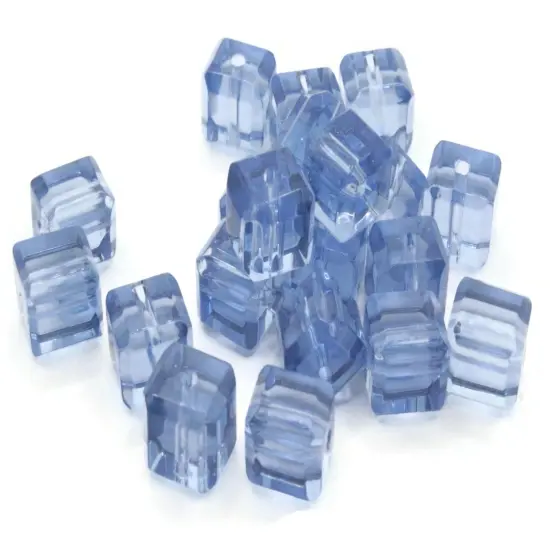 20 10mm Sky Blue Glass Cube Beads {1}