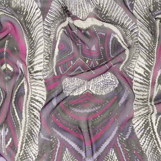 1 Yard Purple Pink Black Abstract Silk Chiffon Fabric Silk Lightweight Sheer 45 Inch Width {2}