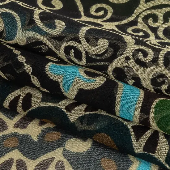 1 Yard Multicolor Designer Abstract Silk Chiffon 44" Wide Lightweight Fabric for Evening Gowns {3}