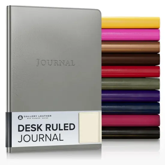 Gallery Leather Journal - Crafted in Maine, USA - Elegant Leather Writing Notebook with 192 Lined Pages - A Timeless Space for Your Thoughts - 8x5.5, Desk Lined Frprt Met Silver {1}