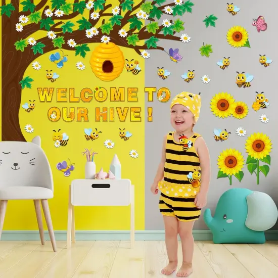 111 Pcs Bee Bulletin Board Set Decorations Summer Sunflower Classroom {3}