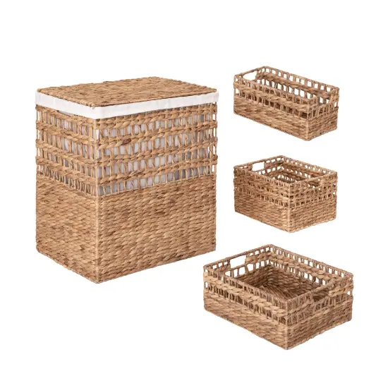 Seville Classics 4-Piece Natural Handwoven Laundry Hamper and Basket Set {5}
