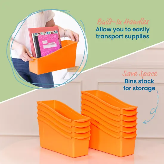 Linking Book Bins, Colorful Connecting Storage Neon Orange {4}