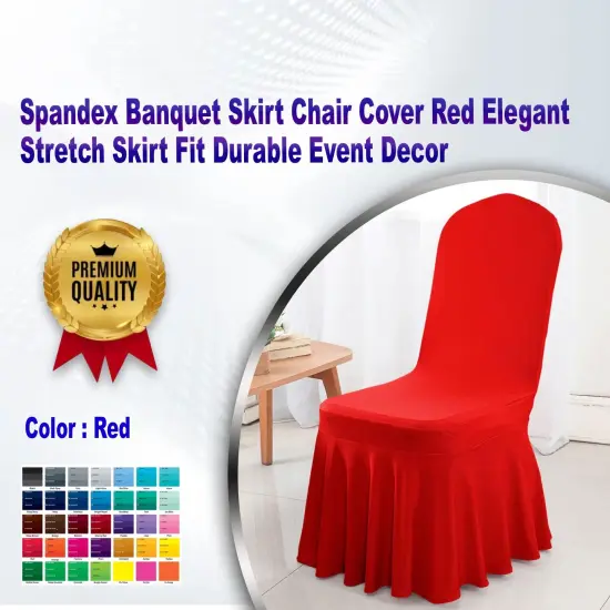 Spandex Banquet Skirt Chair Cover Red Elegant Stretch Skirt Fit Durable Event Decor {2}