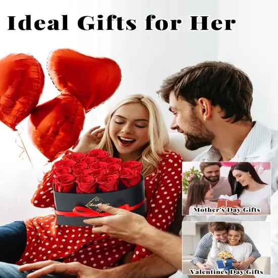 16 Flowers Forever Preserved Roses in a Heart Box {3}